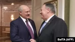 Госсекретарь США Майк Помпео во время визита в Минск и встречи с президентом Беларуси Александром Лукашенко. 1 февраля 2020 года.