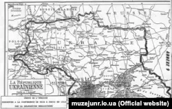 Карта Украины, представленная участникам Парижской мирной конференции делегацией УНР (1919).