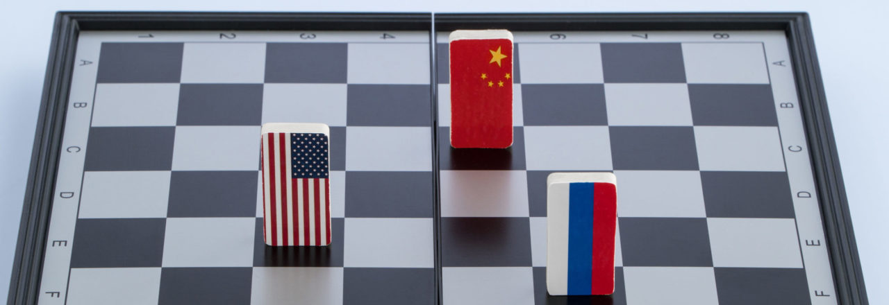 chessboard with flags of countries
